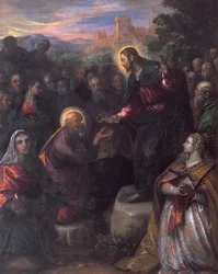 Kristus leverer nøklene til St. Peter med St. Jacinta og St. Justina av Padua